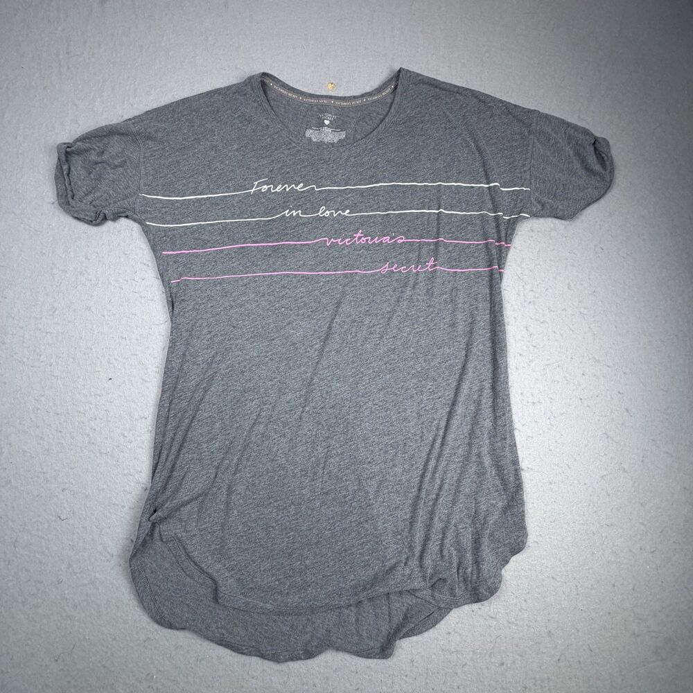 Victoria's Secret Large Heather Gray Nightgown Pj Lounge Sleep Heartbeat Logo